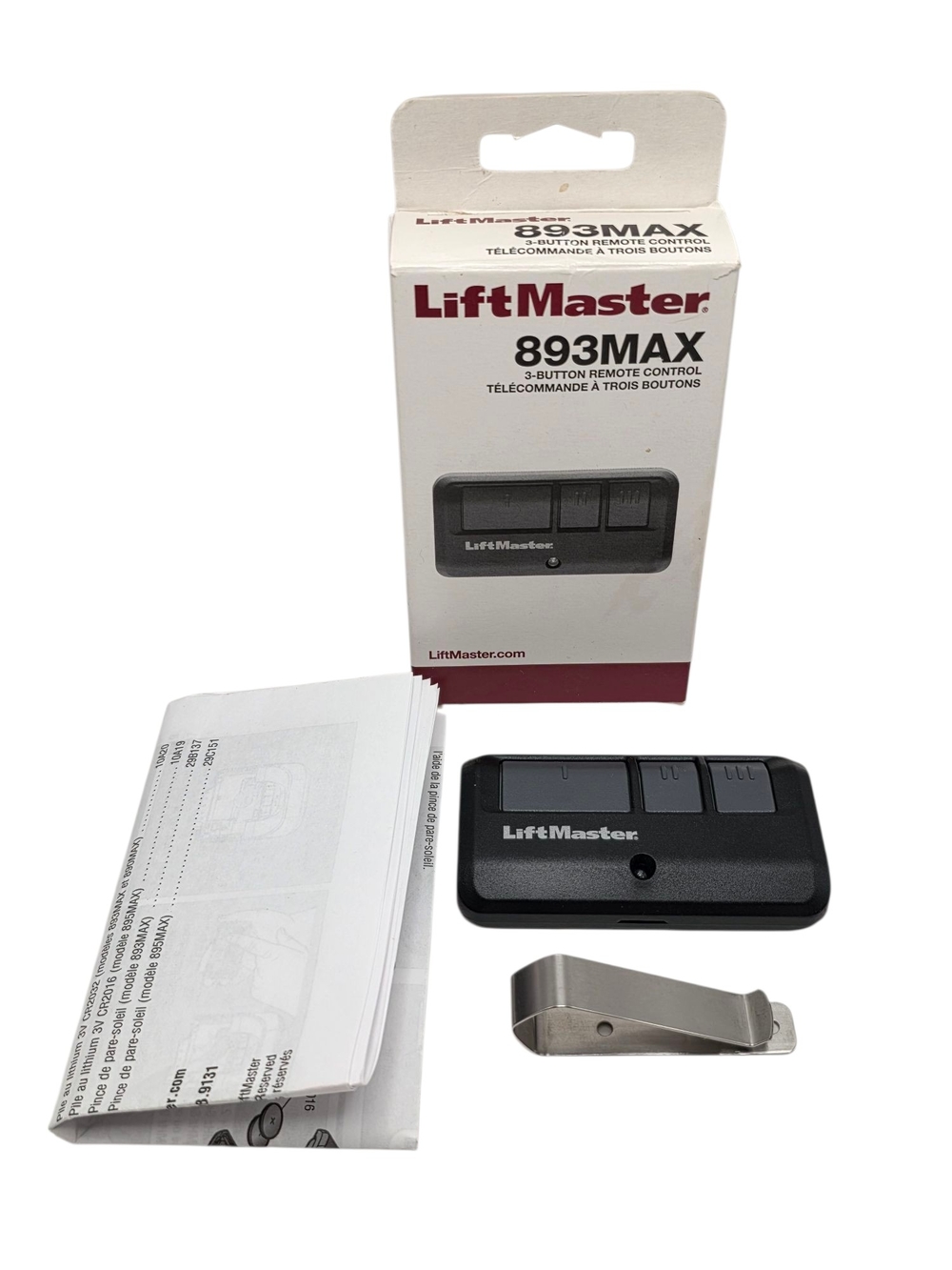 LiftMaster 893MAX 3 Button Visor Remote Control Garage Door Opener